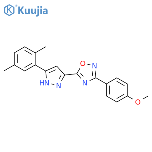 5-[3-(2,5-dimethylphenyl)-1H-pyrazol-5-yl]-3-(4-methoxyphenyl)-1,2,4-oxadiazole structure