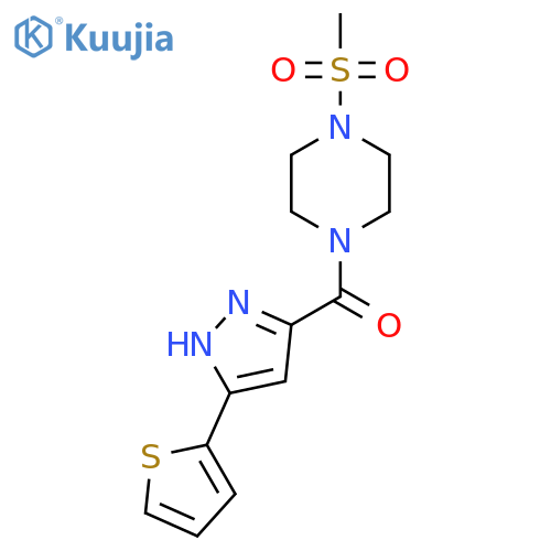 1-methanesulfonyl-4-[5-(thiophen-2-yl)-1H-pyrazole-3-carbonyl]piperazine structure
