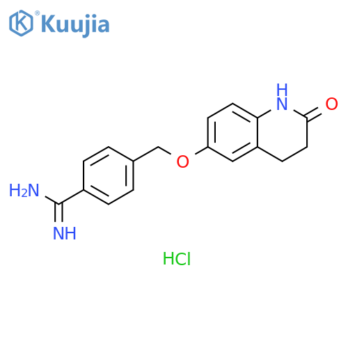 4-{(2-oxo-1,2,3,4-tetrahydroquinolin-6-yl)oxymethyl}benzene-1-carboximidamide hydrochloride structure