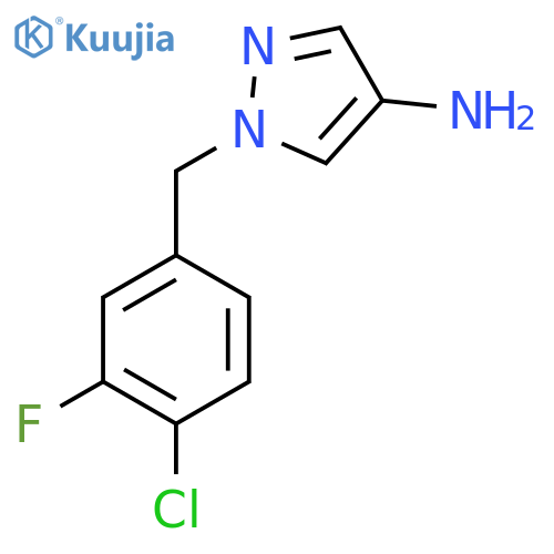 1-(4-chloro-3-fluorophenyl)methyl-1H-pyrazol-4-amine structure