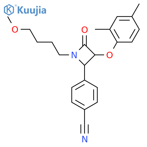 4-[3-(2,4-Dimethylphenoxy)-1-(4-methoxybutyl)-4-oxoazetidin-2-yl]benzonitrile structure