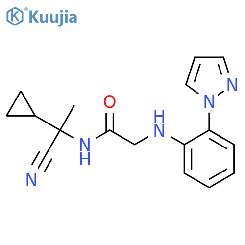 N-(1-cyano-1-cyclopropylethyl)-2-{[2-(1H-pyrazol-1-yl)phenyl]amino}acetamide structure