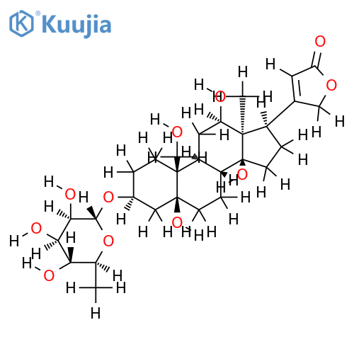 5,12beta,14,19-Tetrahydroxy-3beta-alpha-L-rhamnopyranosyloxy-5beta,14beta-card-20(22)-enolid structure