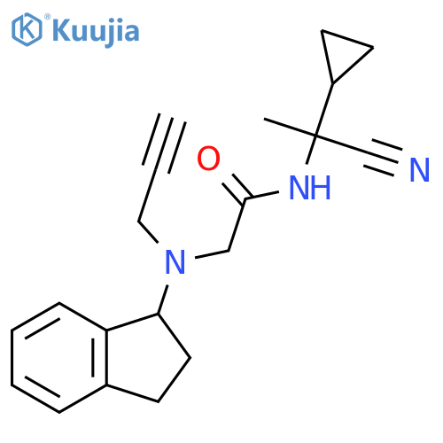 N-(1-cyano-1-cyclopropylethyl)-2-[(2,3-dihydro-1H-inden-1-yl)(prop-2-yn-1-yl)amino]acetamide structure
