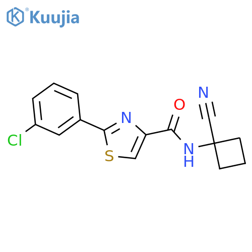 2-(3-chlorophenyl)-N-(1-cyanocyclobutyl)-1,3-thiazole-4-carboxamide structure