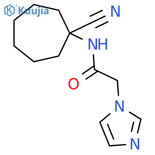 N-(1-cyanocycloheptyl)-2-(1H-imidazol-1-yl)acetamide structure