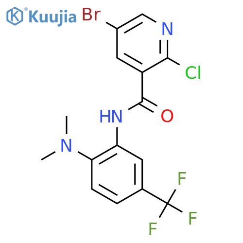 5-bromo-2-chloro-N-[2-(dimethylamino)-5-(trifluoromethyl)phenyl]pyridine-3-carboxamide structure