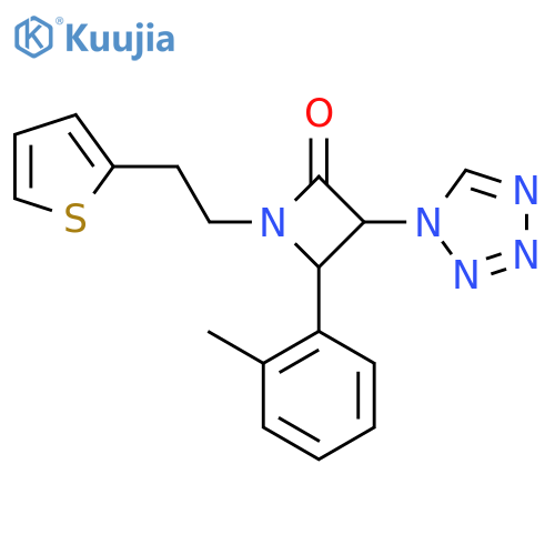 4-(2-methylphenyl)-3-(1H-1,2,3,4-tetrazol-1-yl)-1-[2-(thiophen-2-yl)ethyl]azetidin-2-one structure