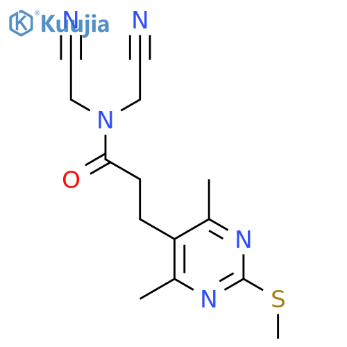 N,N-bis(cyanomethyl)-3-[4,6-dimethyl-2-(methylsulfanyl)pyrimidin-5-yl]propanamide structure
