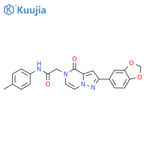 2-[2-(2H-1,3-benzodioxol-5-yl)-4-oxo-4H,5H-pyrazolo[1,5-a]pyrazin-5-yl]-N-(4-methylphenyl)acetamide structure