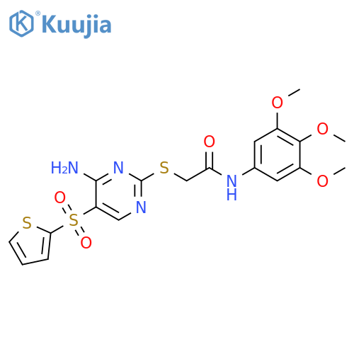 2-{[4-amino-5-(thiophene-2-sulfonyl)pyrimidin-2-yl]sulfanyl}-N-(3,4,5-trimethoxyphenyl)acetamide structure