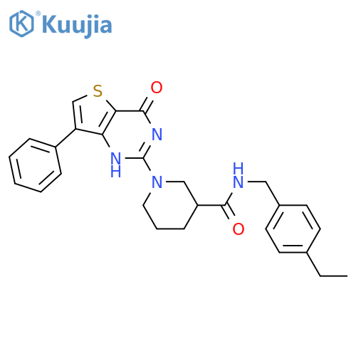 N-(4-ethylphenyl)methyl-1-{4-oxo-7-phenyl-3H,4H-thieno3,2-dpyrimidin-2-yl}piperidine-3-carboxamide structure