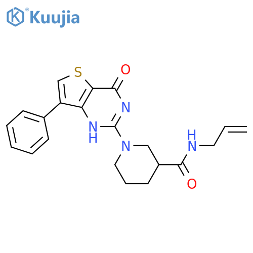1-{4-oxo-7-phenyl-3H,4H-thieno[3,2-d]pyrimidin-2-yl}-N-(prop-2-en-1-yl)piperidine-3-carboxamide structure