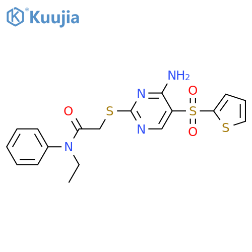 2-{[4-amino-5-(thiophene-2-sulfonyl)pyrimidin-2-yl]sulfanyl}-N-ethyl-N-phenylacetamide structure