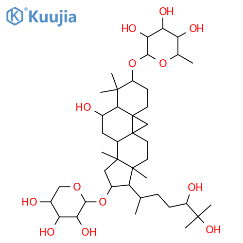 Cycloartane-3,6,16,24,25-pentol; (3β,6α,16β,24S)-form, 3-O-α-L-Rhamnopyranoside, 16-O-β-D-xylopyranoside structure