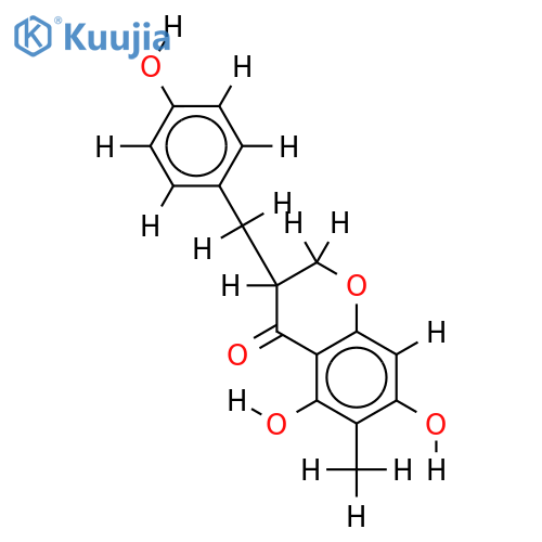 3-(4'-hydroxy-benzyl)-5,7-dihydroxy-6-methyl-chroman-4-one structure