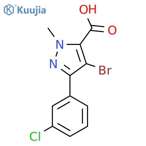 4-bromo-3-(3-chlorophenyl)-1-methyl-1H-pyrazole-5-carboxylic acid structure