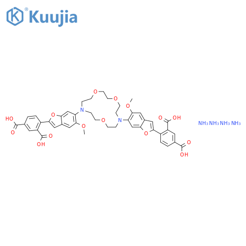 1,3-Benzenedicarboxylicacid,4,4'-[1,4,10-trioxa-7,13-diazacyclopentadecane-7,13-diylbis(5-methoxy-6,2-benzofurandiyl)]bis- structure