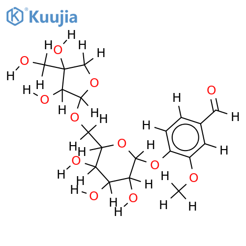 3-methoxy-4-[O-beta-D-apiofuranosyl-(1->6)-O-beta-D-glucopyranosyloxy]benzaldehyde structure