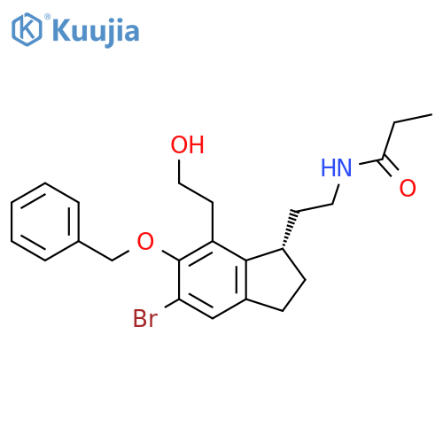 (S)-N-6-Benzyloxy-5-bromo-7-(2-hydroxyethyl)-2,3-dihydro-1H-inden-1-ylidene)ethylpropanamide structure