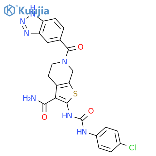 6-(1H-Benzod1,2,3triazole-5-carbonyl)-2-(3-(4-chlorophenyl)-ureido)-4,5,6,7-tetrahydrothieno2,3-cpyridine-3-carboxamide structure