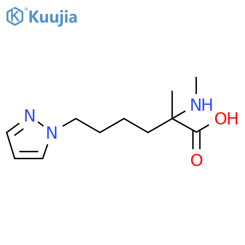 2-methyl-2-(methylamino)-6-(1H-pyrazol-1-yl)hexanoic acid structure