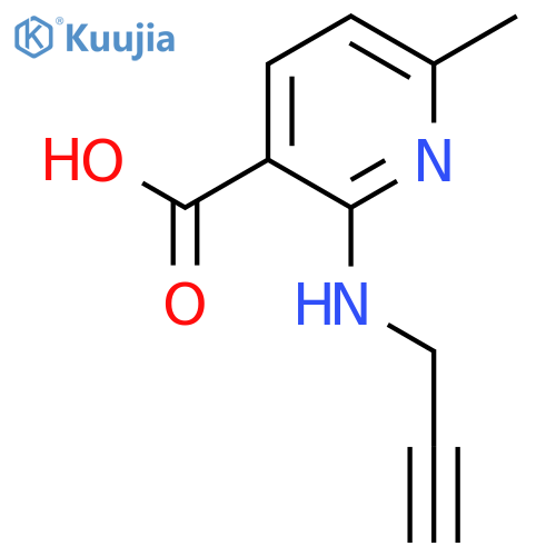 6-methyl-2-(prop-2-yn-1-yl)aminopyridine-3-carboxylic acid structure
