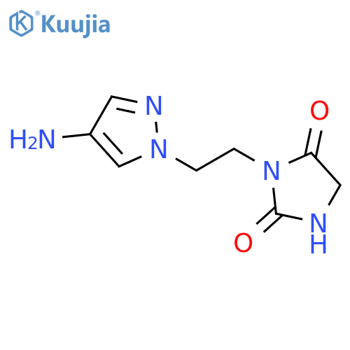 3-2-(4-amino-1H-pyrazol-1-yl)ethylimidazolidine-2,4-dione structure