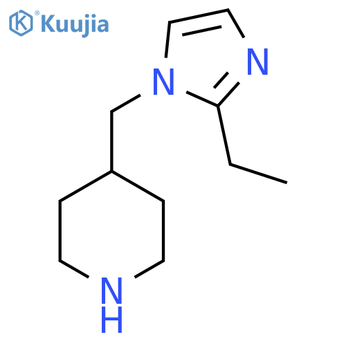 4-[(2-ethyl-1H-imidazol-1-yl)methyl]piperidine structure