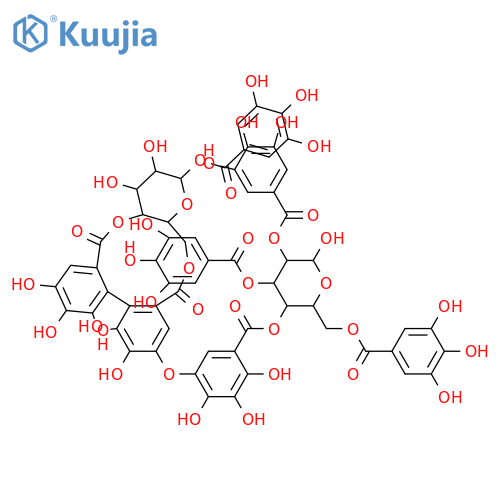 D-Glucose, 2,3,6-tris(3,4,5-trihydroxybenzoate), 4-ester with β-D-glucopyranose cyclic 4→2':6→2-[(1S)-4-(6-carboxy-2,3,4-trihydroxyphenoxy)-4',5,5',6,6'-pentahydroxy[1,1'-biphenyl]-2,2'-dicarboxylate] 1-(3,4,5-trihydroxybenzoate) (9CI) structure