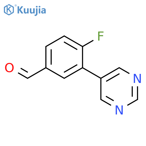 4-fluoro-3-(pyrimidin-5-yl)benzaldehyde structure