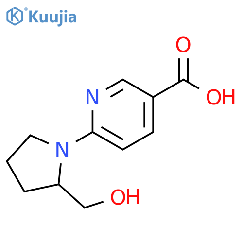 6-[2-(hydroxymethyl)pyrrolidin-1-yl]pyridine-3-carboxylic acid structure