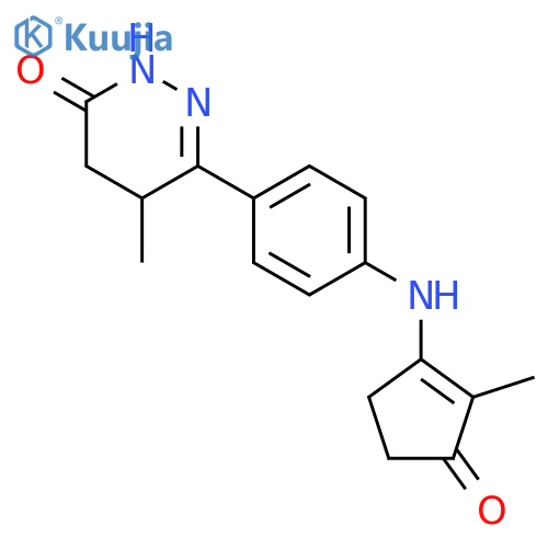 3(2H)-Pyridazinone,4,5-dihydro-5-methyl-6-[4-[(2-methyl-3-oxo-1-cyclopenten-1-yl)amino]phenyl]- structure