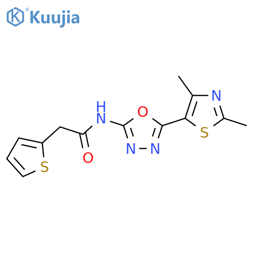 N-5-(2,4-dimethyl-1,3-thiazol-5-yl)-1,3,4-oxadiazol-2-yl-2-(thiophen-2-yl)acetamide structure
