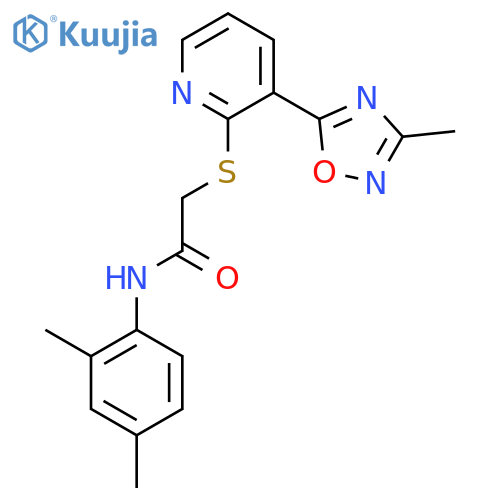 N-(2,4-dimethylphenyl)-2-{3-(3-methyl-1,2,4-oxadiazol-5-yl)pyridin-2-ylsulfanyl}acetamide structure