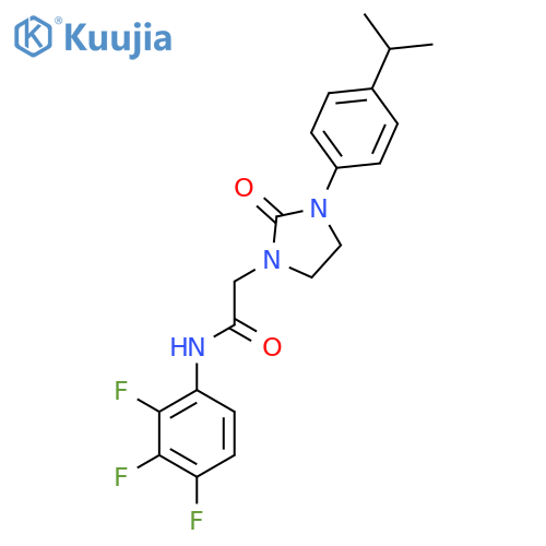 2-{2-oxo-3-4-(propan-2-yl)phenylimidazolidin-1-yl}-N-(2,3,4-trifluorophenyl)acetamide structure