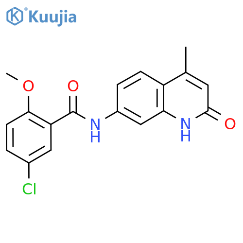 5-chloro-2-methoxy-N-(4-methyl-2-oxo-1,2-dihydroquinolin-7-yl)benzamide structure