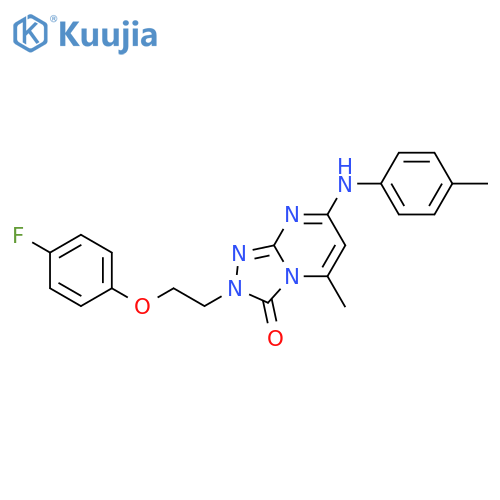 2-2-(4-fluorophenoxy)ethyl-5-methyl-7-(4-methylphenyl)amino-2H,3H-1,2,4triazolo4,3-apyrimidin-3-one structure