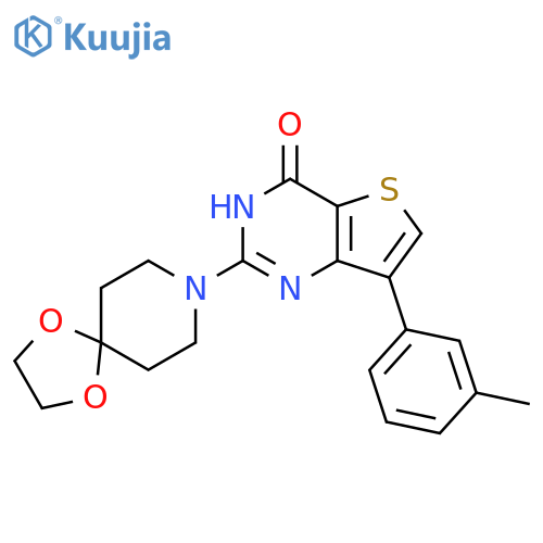 2-{1,4-dioxa-8-azaspiro[4.5]decan-8-yl}-7-(3-methylphenyl)-3H,4H-thieno[3,2-d]pyrimidin-4-one structure
