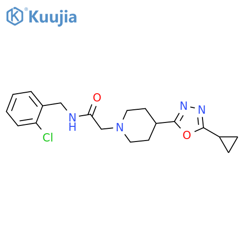 N-(2-chlorophenyl)methyl-2-4-(5-cyclopropyl-1,3,4-oxadiazol-2-yl)piperidin-1-ylacetamide structure
