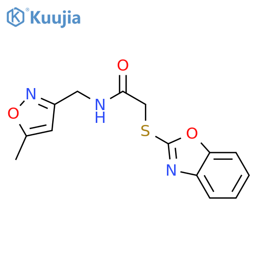 2-(1,3-benzoxazol-2-ylsulfanyl)-N-(5-methyl-1,2-oxazol-3-yl)methylacetamide structure