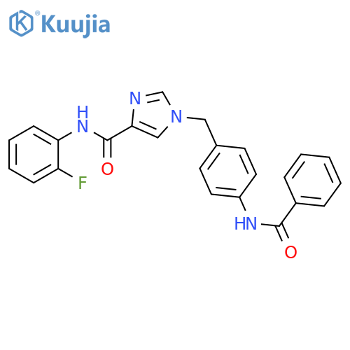 1-[(4-benzamidophenyl)methyl]-N-(2-fluorophenyl)-1H-imidazole-4-carboxamide structure