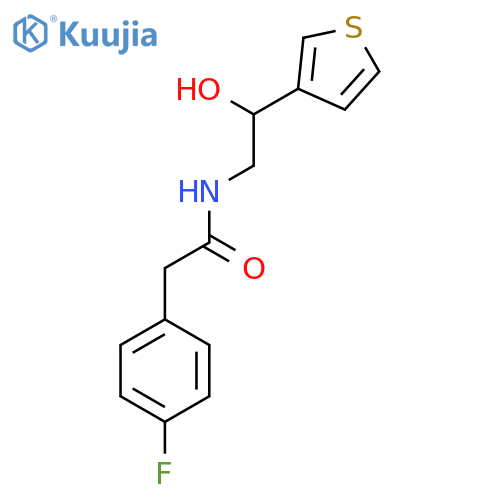 2-(4-fluorophenyl)-N-2-hydroxy-2-(thiophen-3-yl)ethylacetamide structure