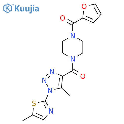1-(furan-2-carbonyl)-4-5-methyl-1-(5-methyl-1,3-thiazol-2-yl)-1H-1,2,3-triazole-4-carbonylpiperazine structure