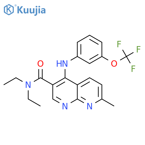 N,N-diethyl-7-methyl-4-{[3-(trifluoromethoxy)phenyl]amino}-1,8-naphthyridine-3-carboxamide structure