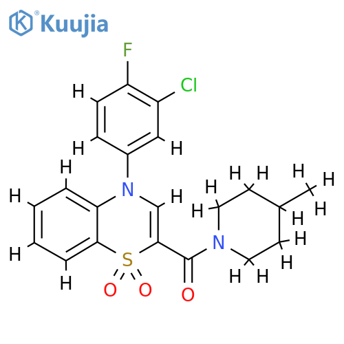 4-(3-chloro-4-fluorophenyl)-2-(4-methylpiperidine-1-carbonyl)-4H-1lambda6,4-benzothiazine-1,1-dione structure