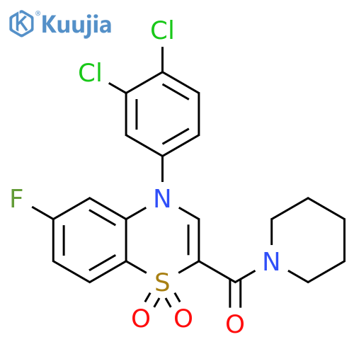 4-(3,4-dichlorophenyl)-6-fluoro-2-(piperidine-1-carbonyl)-4H-1lambda6,4-benzothiazine-1,1-dione structure