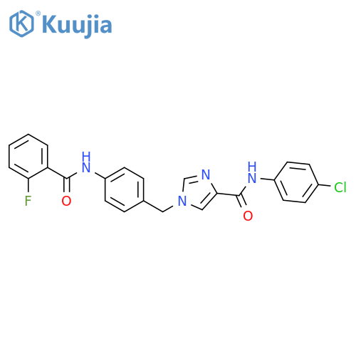 N-(4-chlorophenyl)-1-{4-(2-fluorobenzamido)phenylmethyl}-1H-imidazole-4-carboxamide structure