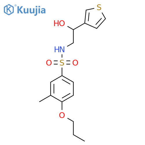 N-2-hydroxy-2-(thiophen-3-yl)ethyl-3-methyl-4-propoxybenzene-1-sulfonamide structure