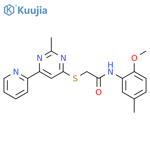 N-(2-methoxy-5-methylphenyl)-2-{[2-methyl-6-(pyridin-2-yl)pyrimidin-4-yl]sulfanyl}acetamide structure